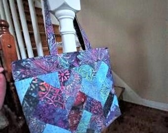 Batik Braid Pattern Tote Bag with handles and pocket