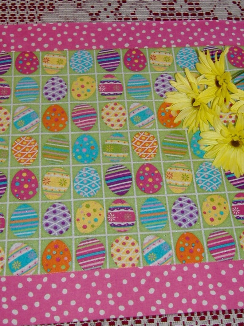 Easter Table Runner Decorated Easter eggs image 3