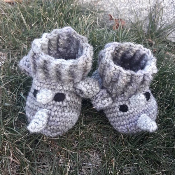 Rhino baby booties, baby booties, baby gift