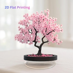 Bonsaï fleurs de cerisier bohèmes - Décoration de bureau en cristal rose (présentation facile 2D)