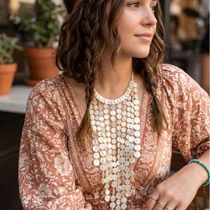 Boho Shell Tassel Necklace, Layered Beach Jewelry for Women