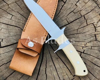Handmade D2 Steel Tracker Knife: Love Style Camping Knife ,  Resin Handle, Leather Sheath