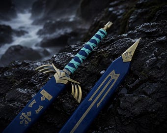 Handmade Legend of Zelda Hero Sword Replica | Blue Fantasy Master Sword with Scabbard