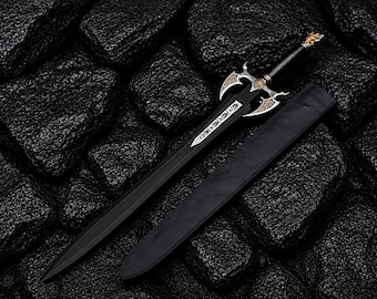 Shadowfang Fantasy Longsword Display Piece |  Dark Royal Fantasy with leather sheath.