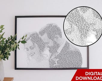 Personalized Wedding Song Lyrics Art First Anniversary Gift (Digital Download)