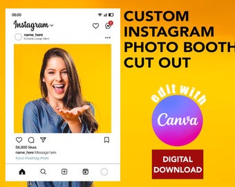 Instagram Photo Booth Prop 24”x36” Social Media Cutout Selfie Frame Customized Birthday Event Decor