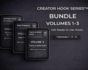 Zestaw Creator Hook Series™, tom 1–3 – 450 gotowych do użycia haczyków do TikToka, rolek i krótkich filmów