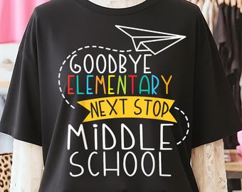 Next Stop middelbare school PNG, ontwerp voor afgestudeerde basisschool, afstudeershirt png, retro studentsublimatie, digitale download
