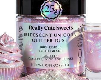 Iridescent Edible Glitter Dust – Shimmer for unicorn and mermaid desserts + glitter for drinks (25g)