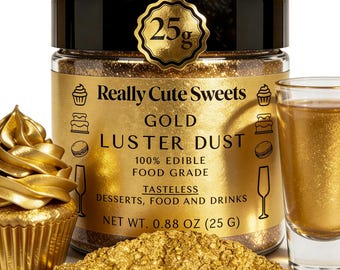 Edible Gold Luster Dust – Drink Glitter Food-Grade Cake Powder (25g Bulk Size)
