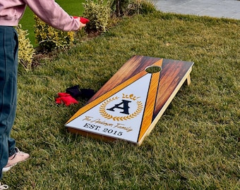 カスタムコーンホールゲームセット; 木製コーンホールボードとバッグ、屋外ファミリーゲーム