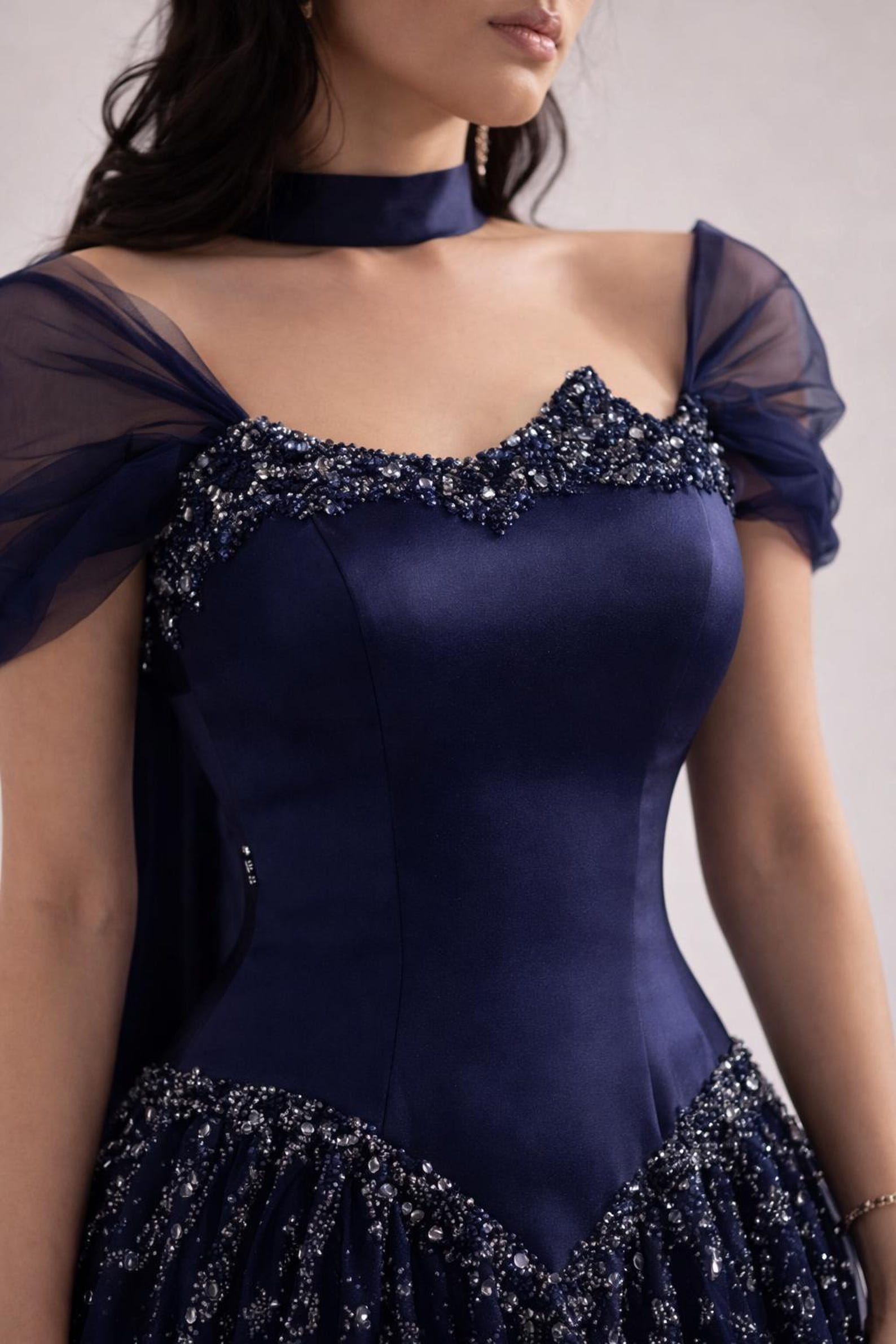 simple black prom dresses Sweetheart Neck Long Dresses, Long Black Formal Grad nav-49 Color:Blue as Pictures Lace Long Sleeves A-Line