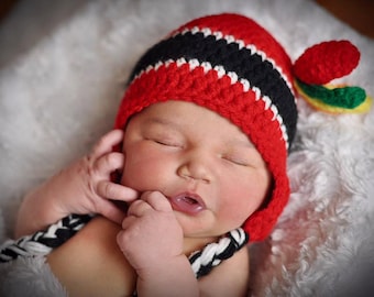Chicago Blackhawks Crochet Earflap Hat Toque Baby/Newborn/Toddler/Child