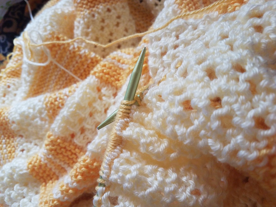Hand Knit Super Soft Yellow Striped Baby Blanket Etsy