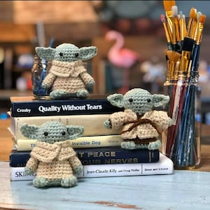 Star Wars Mandalorian Disney Inspired Crochet Baby Yoda Grogu Plushie Amigurumi image 1