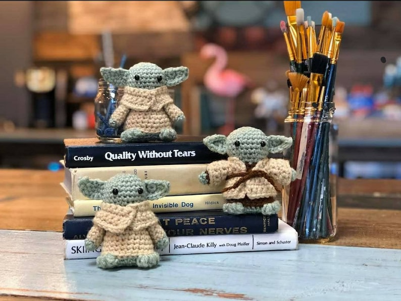 Star Wars Mandalorian Disney Inspired Crochet Baby Yoda Grogu Plushie Amigurumi image 1