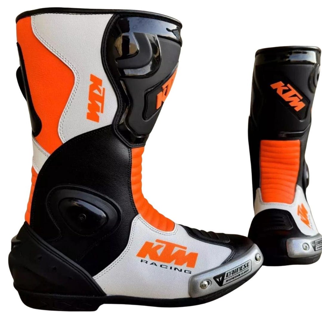 KTM Racing Motorcycle Boots | Leather Sport Bike Riding Boots - Etsy