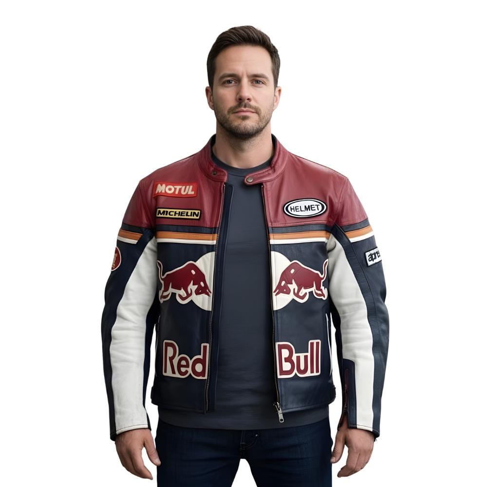 Red bull racing leather jacket - Etsy 日本