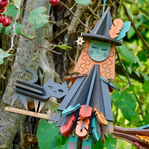Cornish Halloween Witches, with or without broom, laser cut / lasercut mdf Mabyar w/broom