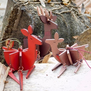 Dancing deer family, hanging Christmas decorations, laser cut / lasercut mdf mummy daddy & baby