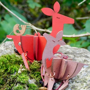 Dancing deer family, hanging Christmas decorations, laser cut / lasercut mdf mummy & baby*