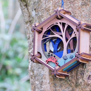 Hanging Hexagons: Seas, Trees & Cornish Cathedrals wave, woodland walk, engine house ornament, laser cut image 7