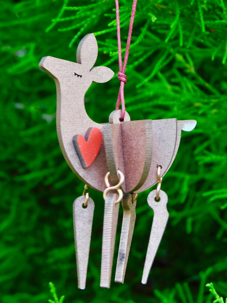 Dancing deer family, hanging Christmas decorations, laser cut / lasercut mdf baby