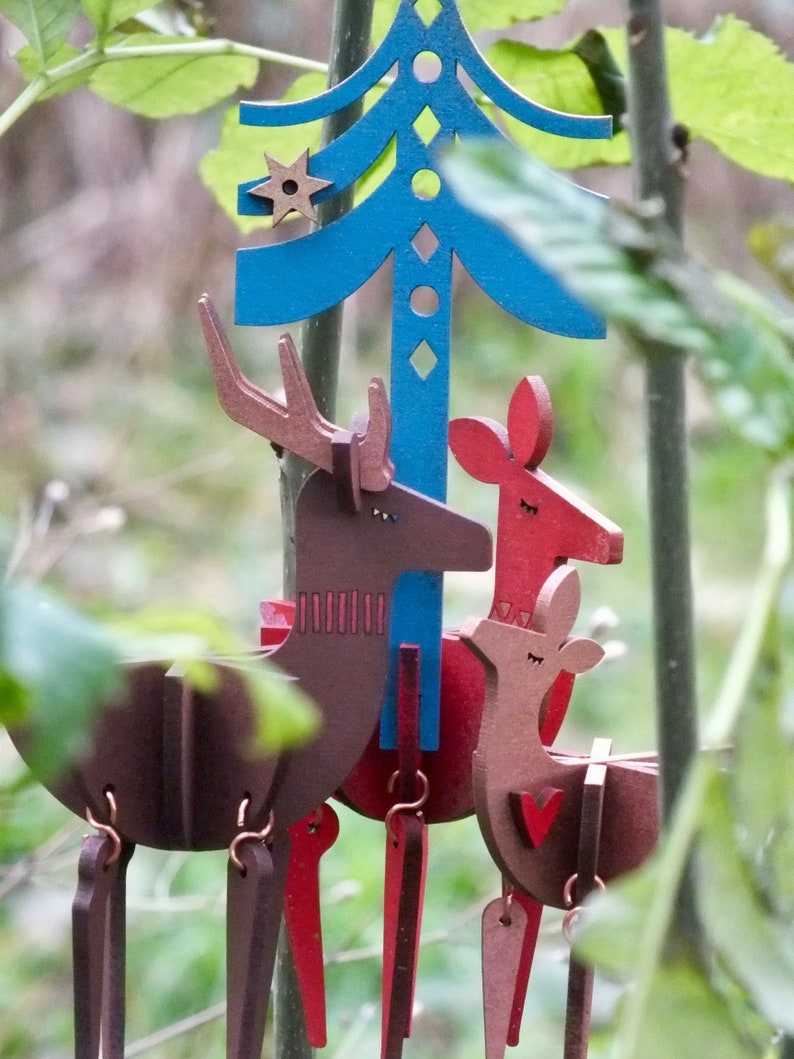 Dancing deer family, hanging Christmas decorations, laser cut / lasercut mdf image 6