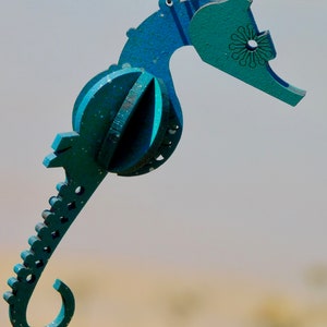 hanging seahorse decoration. laser cut / lasercut mdf green