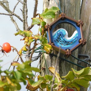 Hanging Hexagons: Seas, Trees & Cornish Cathedrals wave, woodland walk, engine house ornament, laser cut Seas