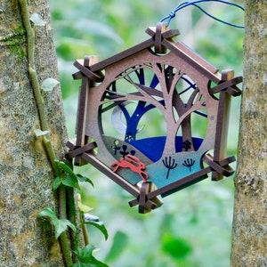 Hanging Hexagons: Seas, Trees & Cornish Cathedrals wave, woodland walk, engine house ornament, laser cut Trees