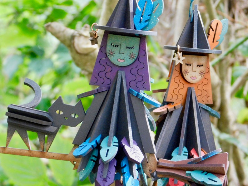 Cornish Halloween Witches, with or without broom, laser cut / lasercut mdf image 7