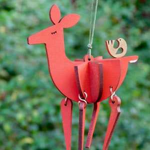 Dancing deer family, hanging Christmas decorations, laser cut / lasercut mdf mummy