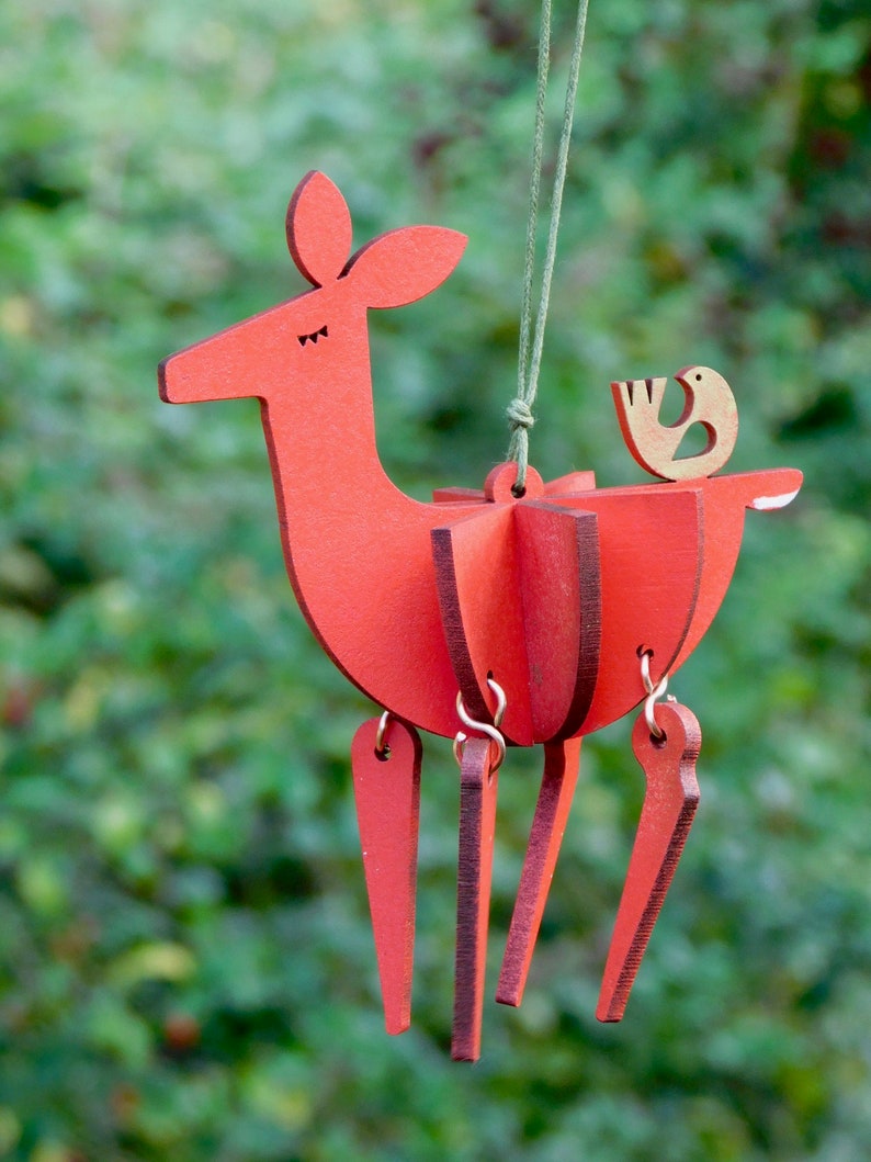 Dancing deer family, hanging Christmas decorations, laser cut / lasercut mdf mummy