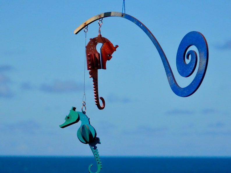 hanging seahorse decoration. laser cut / lasercut mdf wave mobile