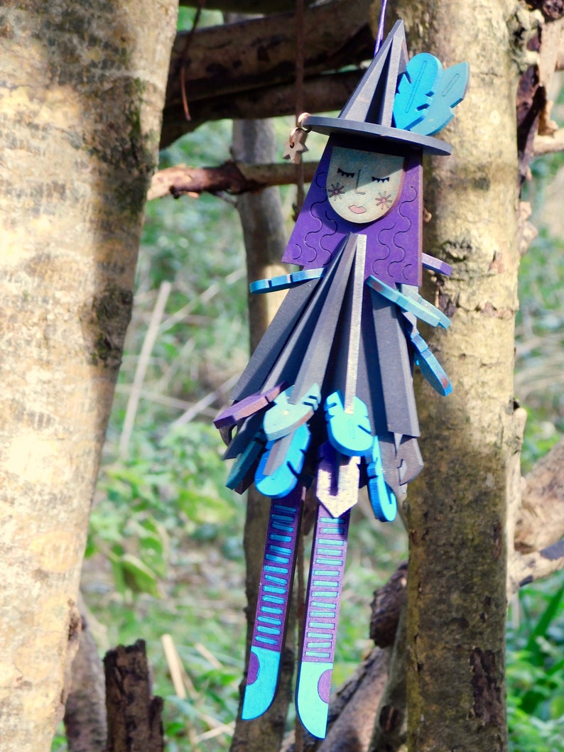 Cornish Halloween Witches, with or without broom, laser cut / lasercut mdf Brini Crow w/o broom