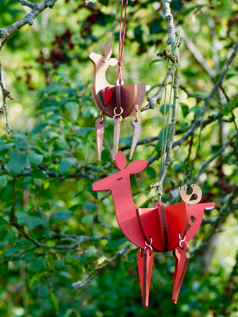 Dancing deer family, hanging Christmas decorations, laser cut / lasercut mdf image 7