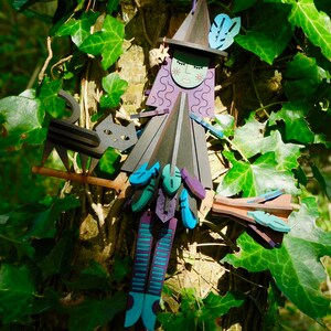 Cornish Halloween Witches, with or without broom, laser cut / lasercut mdf Brini Crow w/broom