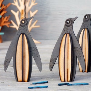 Penguin, flatpack, laser cut from MDF image 1