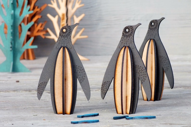 Penguin, flatpack, laser cut from MDF image 1