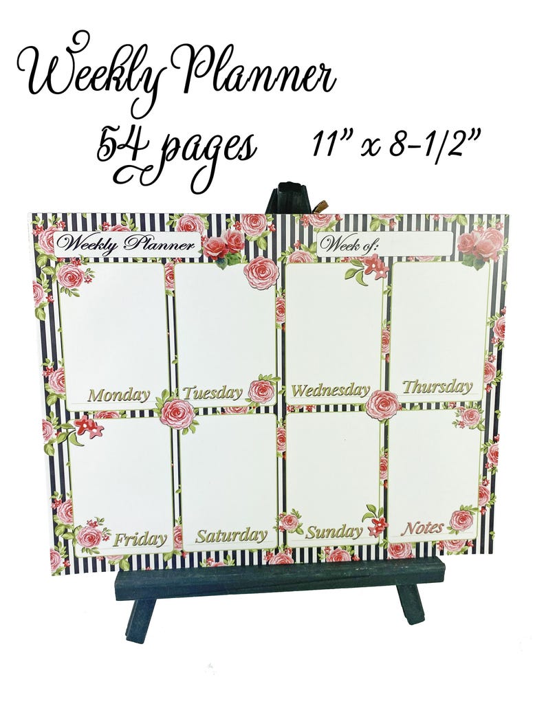 Weekly Planner Pad – Floral Desk Organizer Pad With Roses by the Paper ...
