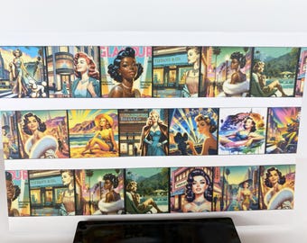 1950s Glamour Washi Tape – Vintage Hollywood Fashion, Decorative Tape