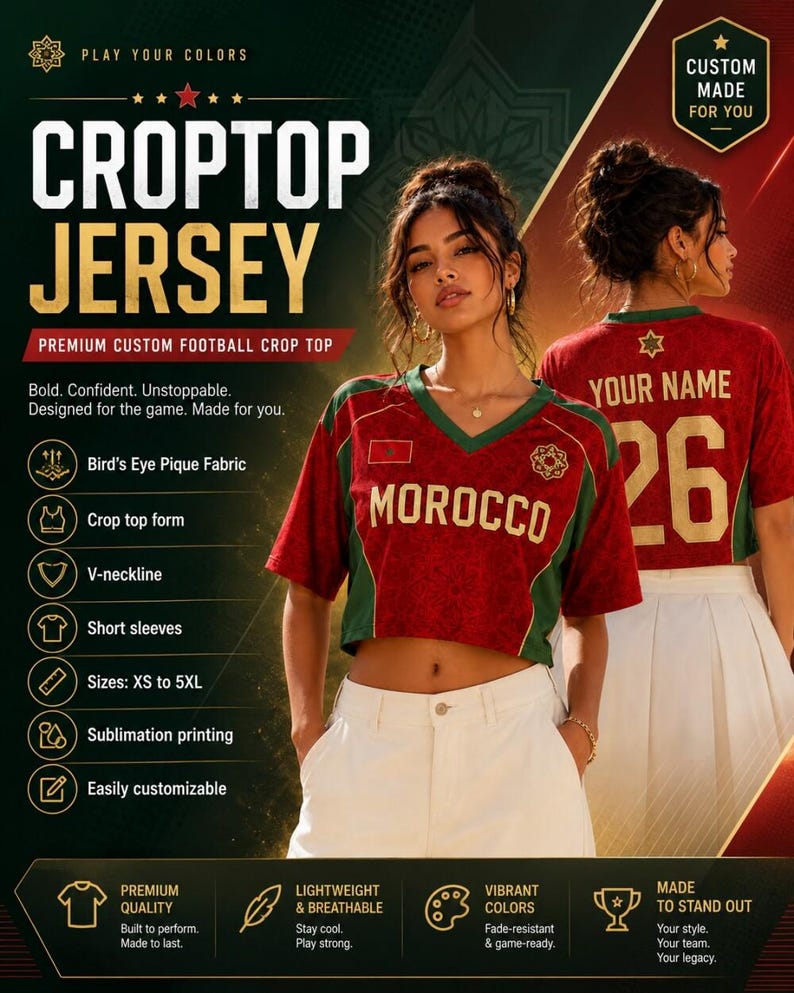 Croatia Soccer Crop Top Jersey Custom Name Number Football Shirt Croat Pride Game Day Outfit Women Festival Clothing Blokette Aesthetic image 5