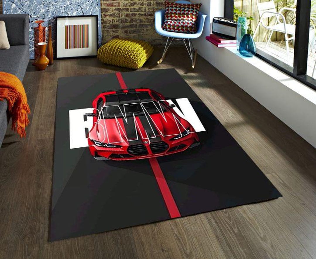 BMW Red Sports Car Rug, Luxury Performance Car Carpet, Modern ...