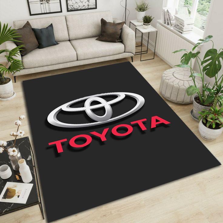 Toyota Logo Rug, Black Automotive Carpet, Car Lover Decor Rug, Garage ...