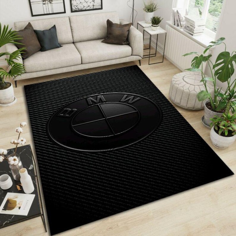 BMW Carbon Fiber Logo Rug, Black Luxury Car Carpet, Motorsport Style ...