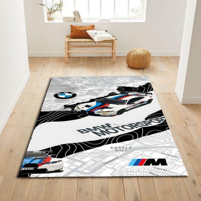 BMW Motorsport Racing Car Rug, Luxury Track Car Carpet, Performance ...