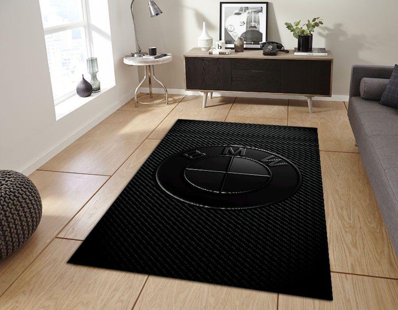 BMW Carbon Fiber Logo Rug, Black Luxury Car Carpet, Motorsport Style ...