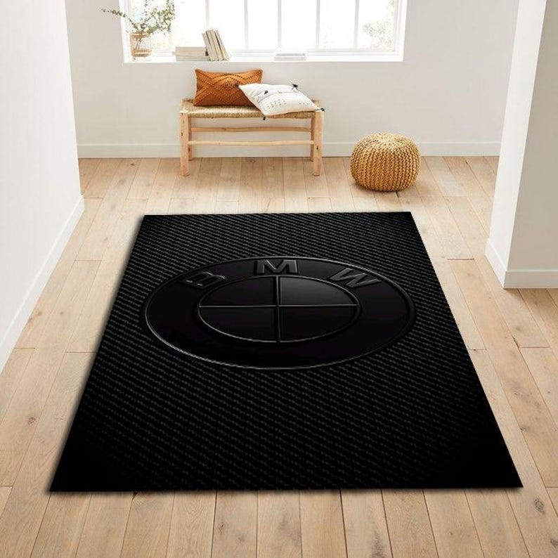 BMW Carbon Fiber Logo Rug, Black Luxury Car Carpet, Motorsport Style ...