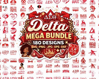 Delta Sigma Theta SVG Bundle 180 Designs,Craft Files for T-Shirts, Mugs & More
